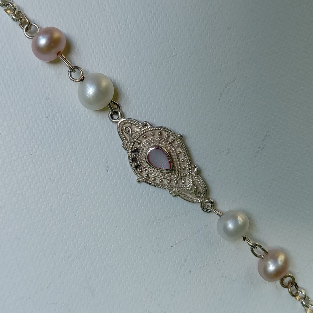 Sterling silver and freshwater pearl bracelet